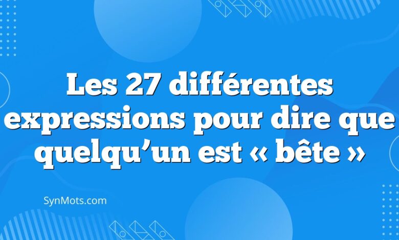 Les 27 différentes expressions pour dire que quelqu’un est « bête »