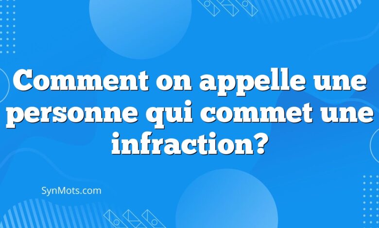 Comment on appelle une personne qui commet une infraction?